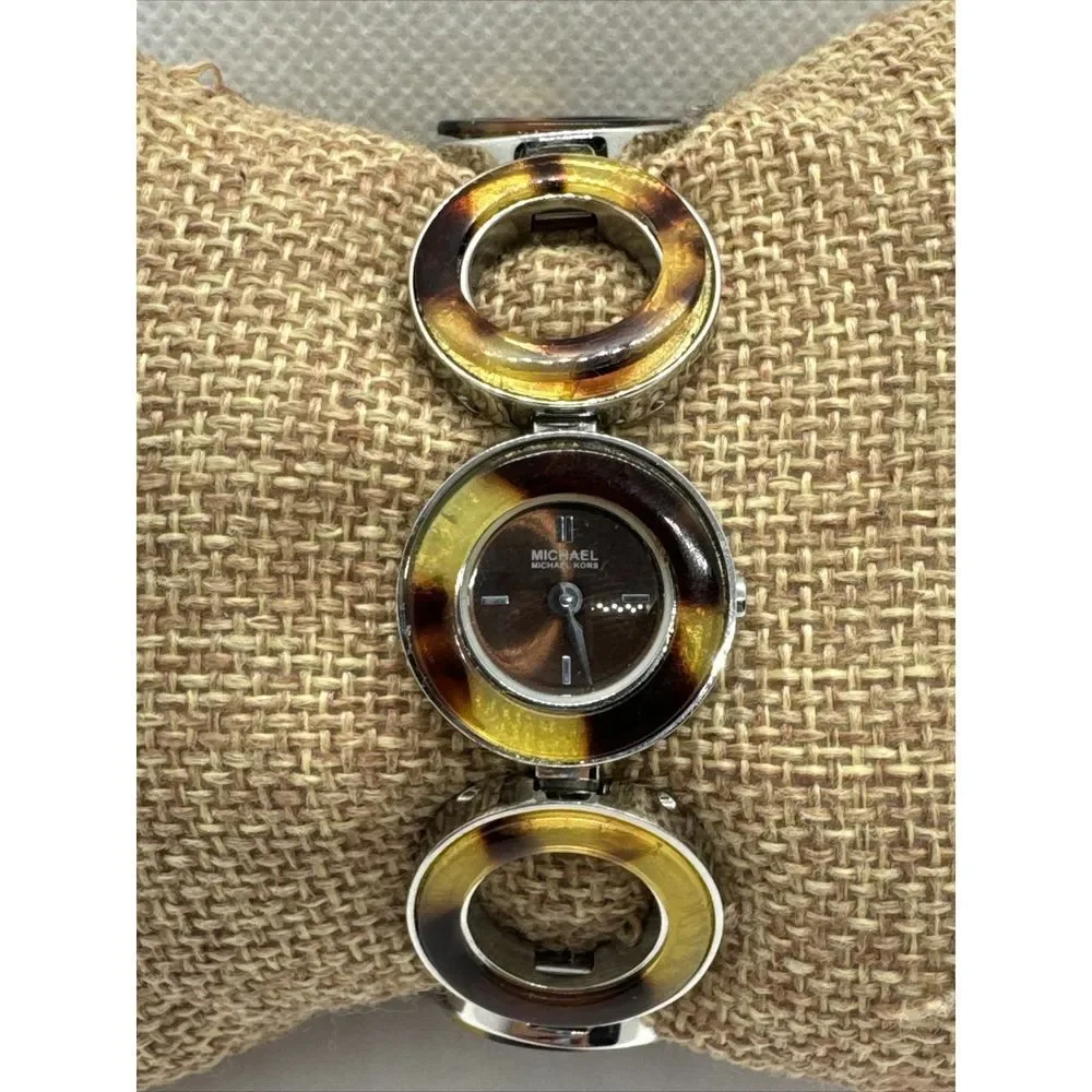 Michael Kors MK4074 Women's Tortoise Steel Chain Link Analog Dial Watch JNA853